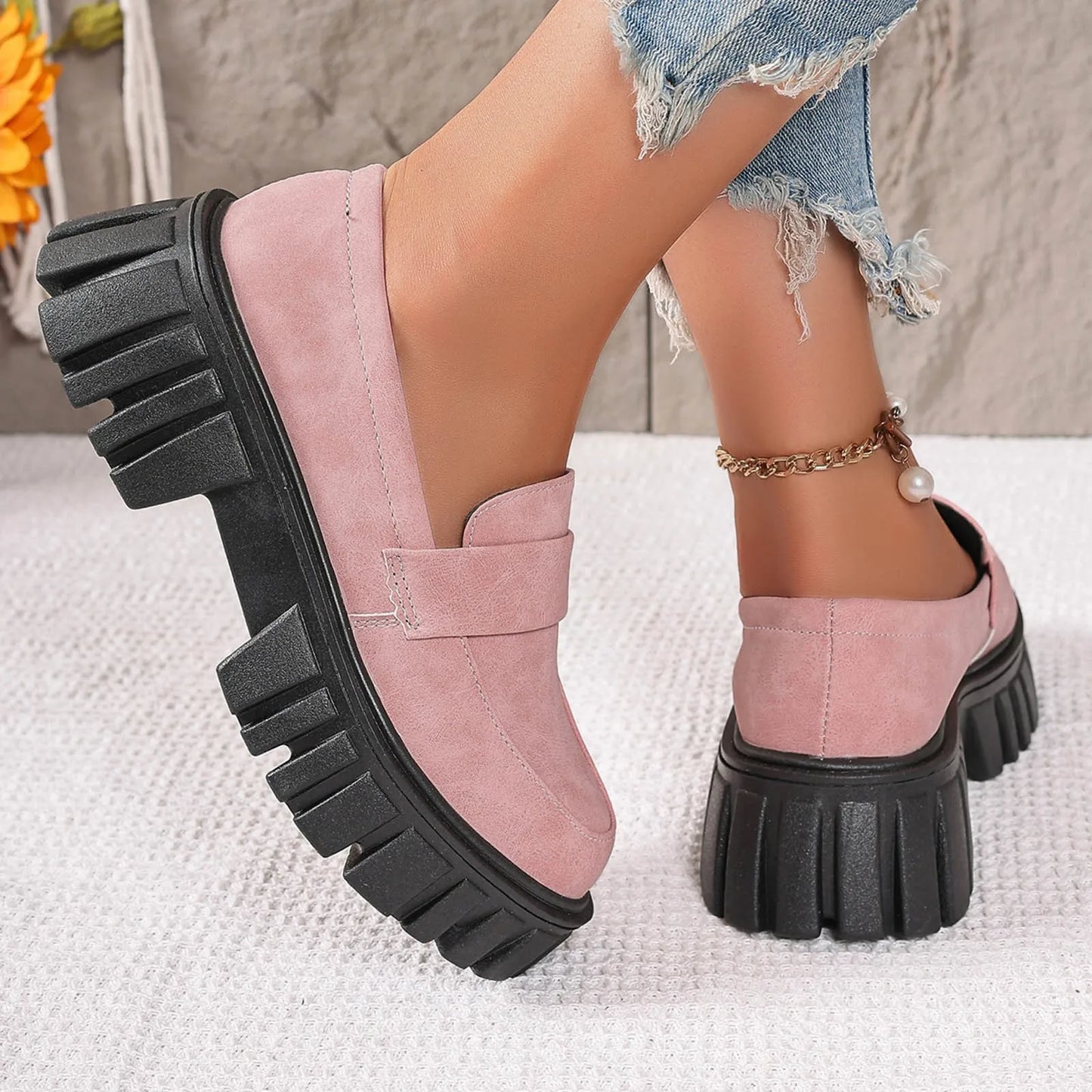 Thick Sole Step On Round Toe Casual Comfortable Slip On Platform Sneakers