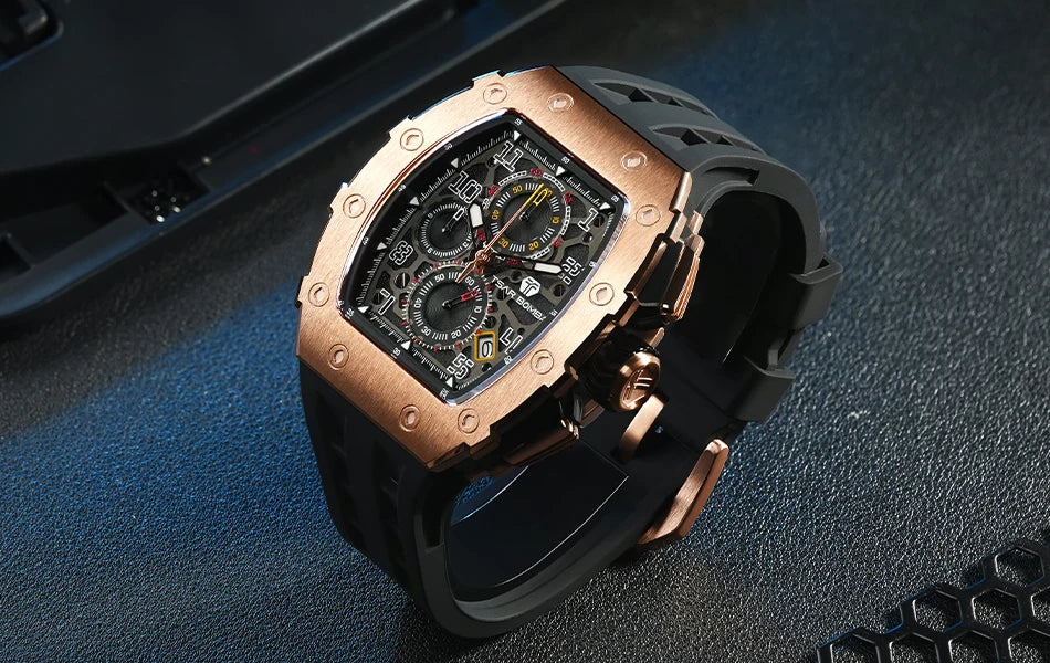 Luxury Brand Tonneau Design Waterproof Clock Stainless Steel Wristwatch Rectangle