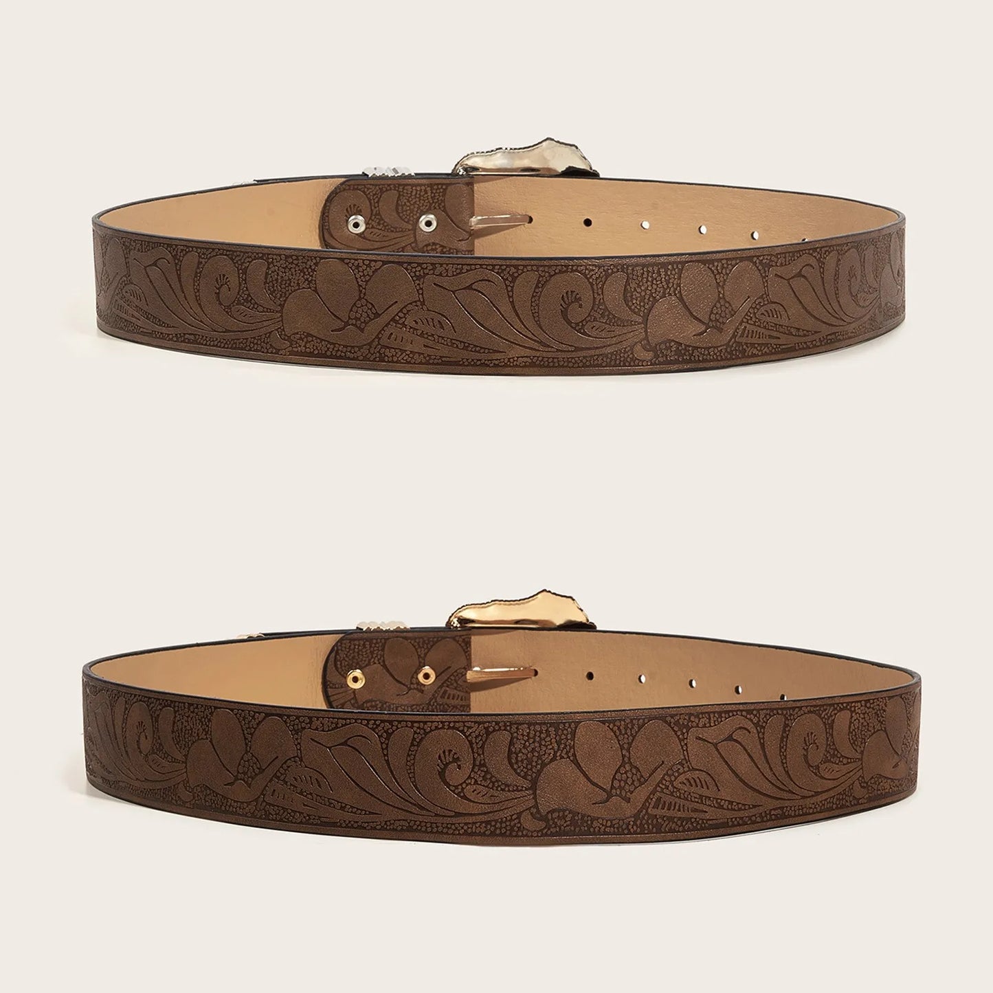 Western Belt Carved Men'S And Women'S Retro Belt Flower Leather