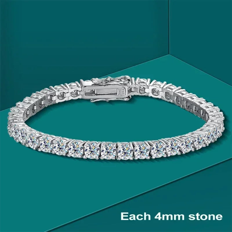 Real Moissanite Tennis Bracelet for Women Men 2.5-6.5mm Lab Diamond Bangle with Certificates 925 Sterling Silver Fine Jewelry