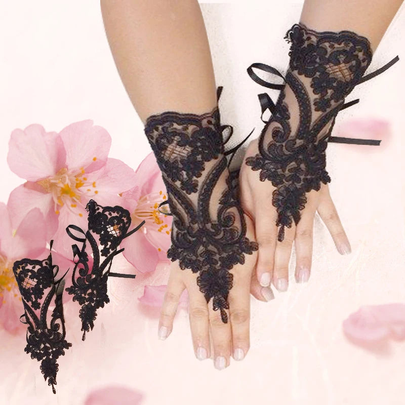 Fingerless Gloves Lace White Black High Quality Gloves