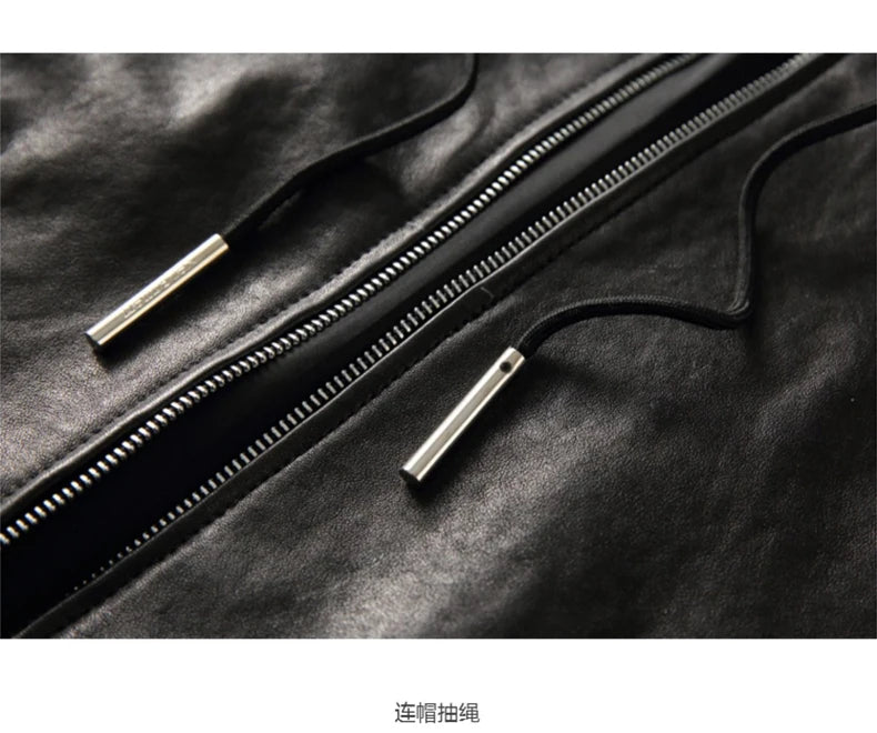 Mauroicardi Spring Autumn Luxury Elegant Cool Black Pu Leather Vest for Men with Hood Zipper Sleeveless Jacket Men Clothing 2023