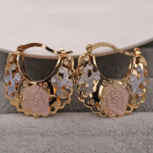 Gold Color Hollow Out Hoop Earrings For Women