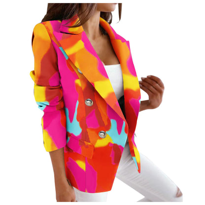 New In Outwears Printed Faux Wool Thin Coat Trench Jacket Ladies Long Overcoat Outwear Fashion Woman Blazer 2022 Abrigo Mujer