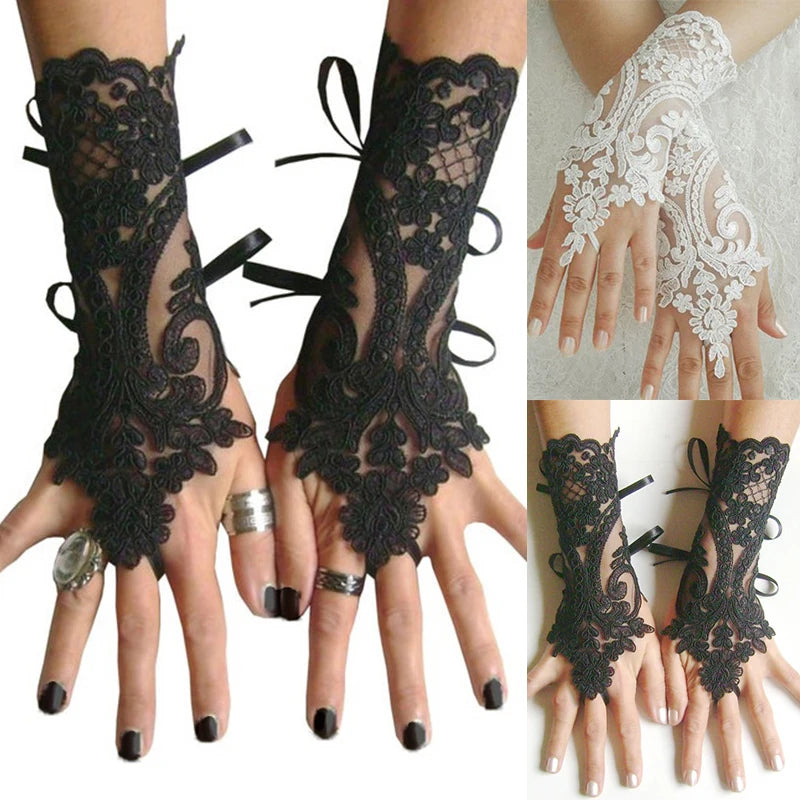 Fingerless Gloves Lace White Black High Quality Gloves