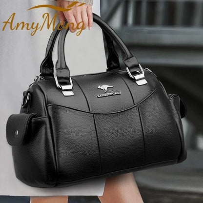 Designer Women Soft Leather Handbags Luxury Female Shoulder Crossbody Bag Brand Messenger Boston Bag