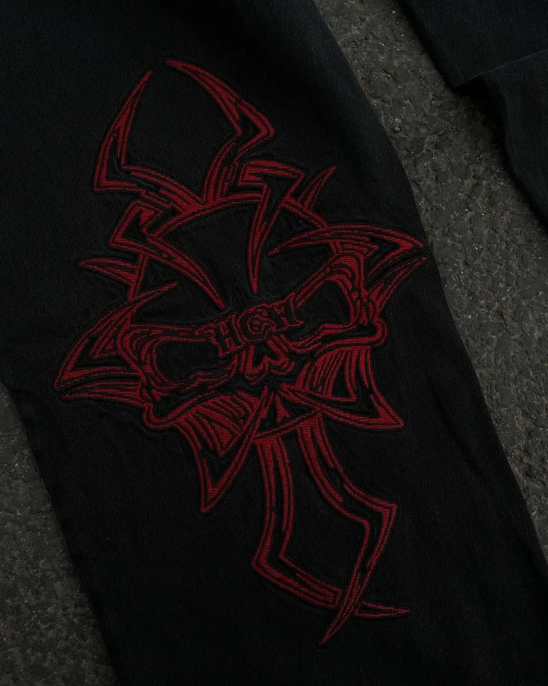 Jeans Mens Hip Hop Retro Skull Embroidery Washed Baggy Denim Pants Straight Casual Loose Wide Leg Trouser