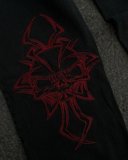 Jeans Mens Hip Hop Retro Skull Embroidery Washed Baggy Denim Pants Straight Casual Loose Wide Leg Trouser