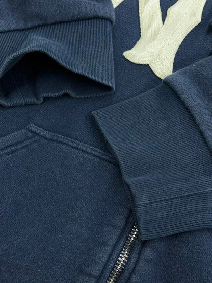 Men Letter Embroidery Hoodies Gothic Graphic Sweatshirt Overszie Y2K Hip Hop Streetwear with Zip Up