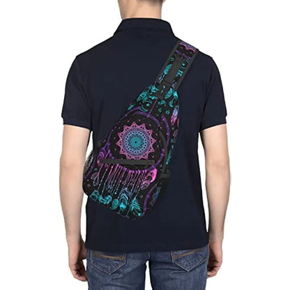 Sling Bag Watercolor Boho Dreamcatcher Daypack Crossbody Shoulder Backpack