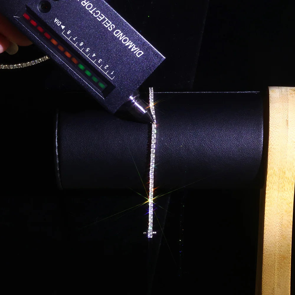 925 VVS Pass Diamond Tester Sterling Silver 2mm Moissanite Tennis Chain Necklace Women Engagement Jewelry High Quality