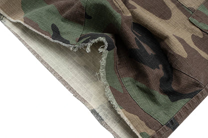 Silhouette Camouflage Cargo Cropped Shorts for Men Wide Leg Patchwork Baggy Over Knee Pants
