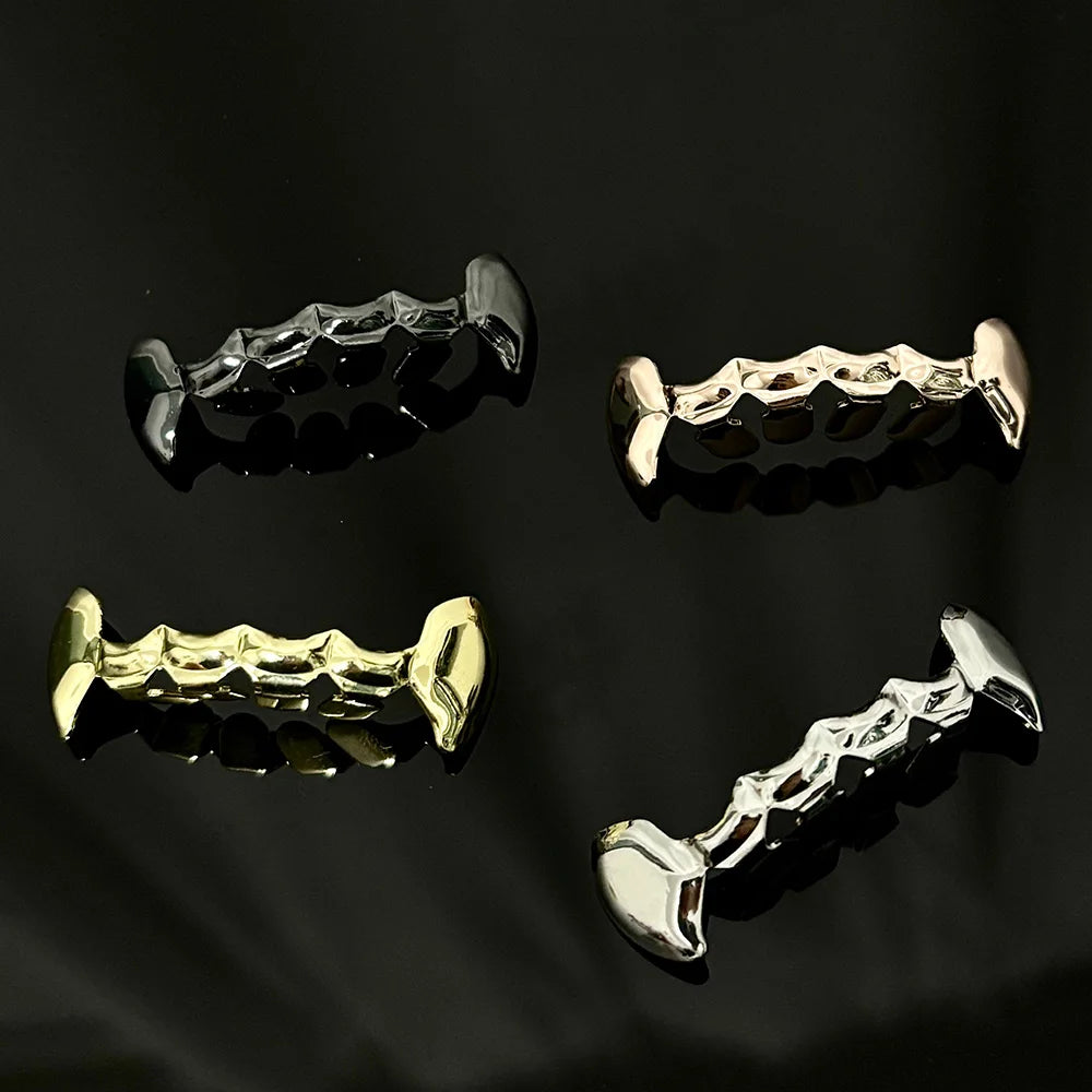 Glossy Tooth Caps Fangs Gold Silver Black Color Bottom Teeth Grillz Braces For Women Men Jewelry Dental Grills