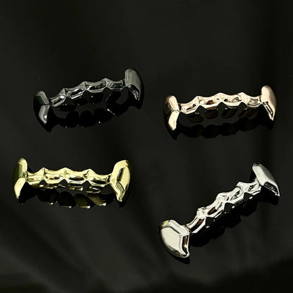 Glossy Tooth Caps Fangs Gold Silver Black Color Bottom Teeth Grillz Braces For Women Men Jewelry Dental Grills