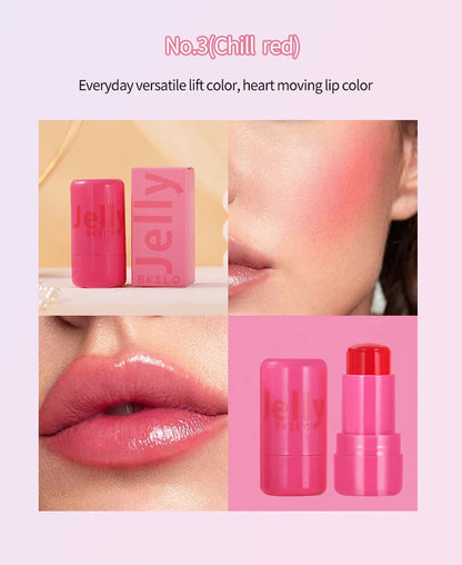 3-in-1 Cheek Lip Tinted Moistured Blush Stick Eyes Cheek Lip Brighten Cream Water Jelly Tint Stick Matte Contour Makeup