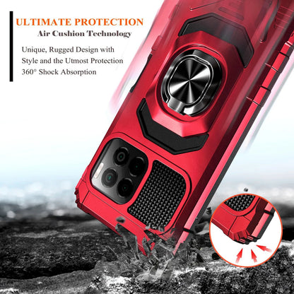 For T-mobile Revvl 7/Revvl 7 Pro 5G Magnetic Ring Holder Stand Shockproof Armor Case KickStand Phone Cover+Tempered Glass