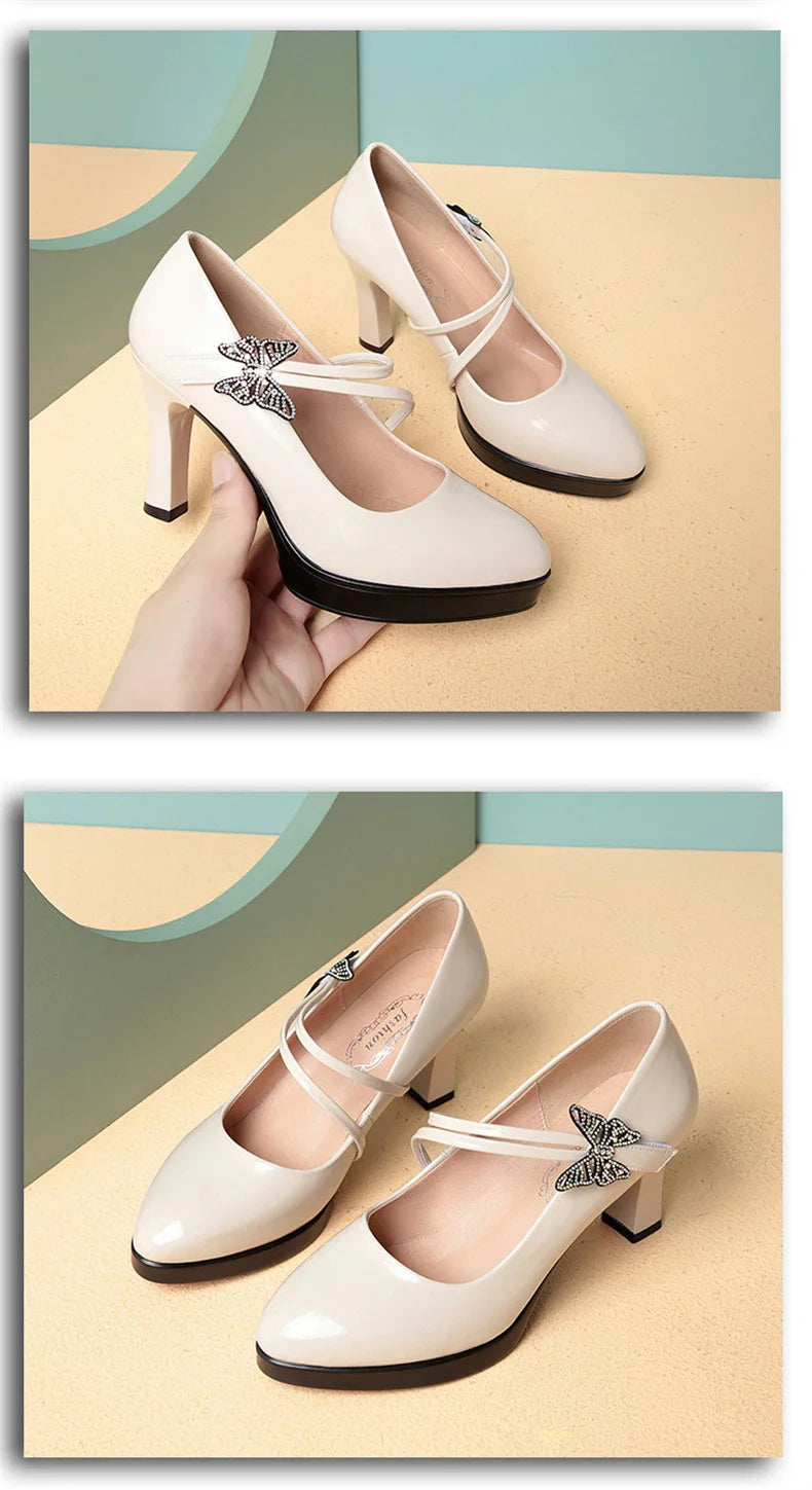High-heeled Leather Small Leather Shoes Catwalk Shoes Ladies Dancing Bride Wedding Shoes