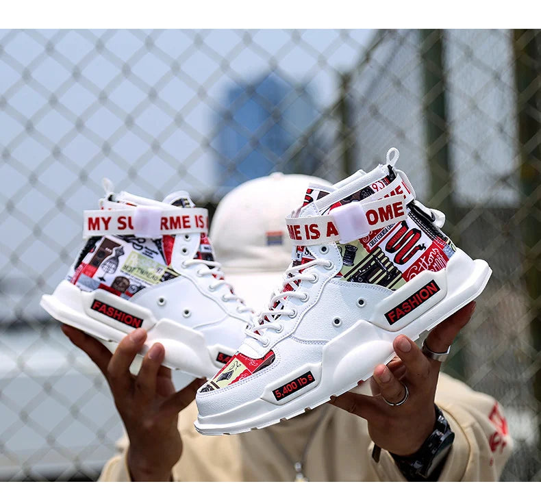 Men Shoes High Quality Sneakers Platform Breathable Lightweight Red Basket