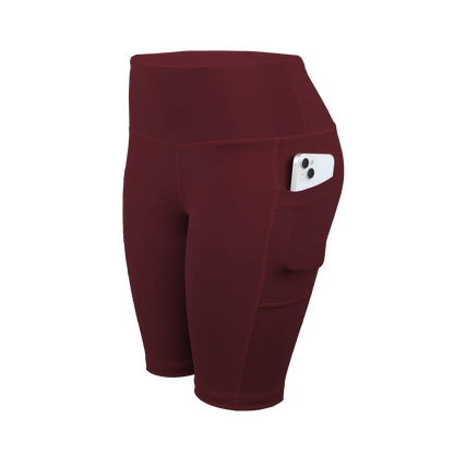 Solid Yoga Shorts with 3 Pockets High Waist Butt Lifting Elastic Cycling Shorts Activewear