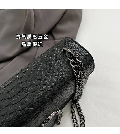 Chain Shoulder Bag for Women Snake Pattern Crossbody Small Square Bag