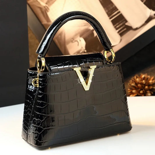 Crocodile Pattern Leather Handbag Luxury Fashion Small Shoulder Messenger Bag Portable Crossbody Shell Bags