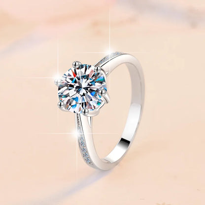 Women's PT950 Platinum round Six-Prong Ring with 3Ct Moissanite High-Purity Texture 3CT Striking Top High-End Gift
