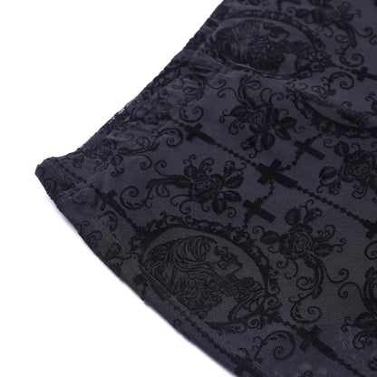 Goth Dark Gothic Flare Pants Grunge See Through Mesh High Waist Women