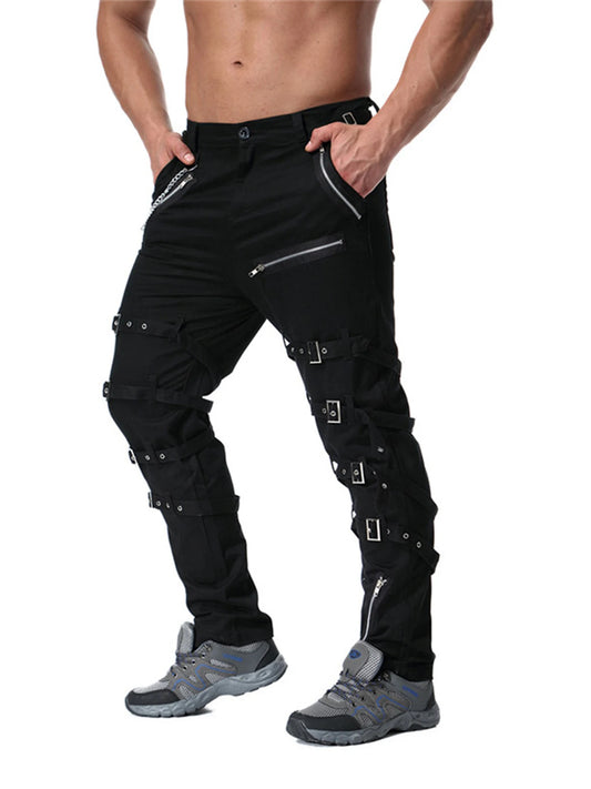 Men`s Steampunk Gothic Hip Hop Techwear Pants with Chain For Cosplay