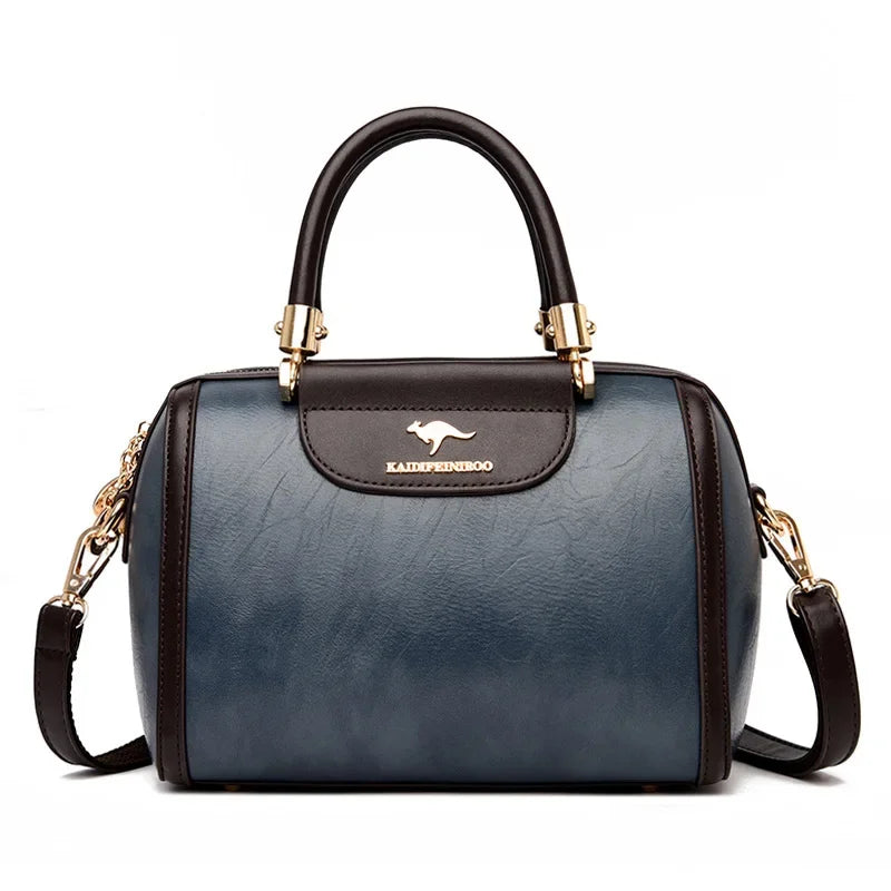 Super High Quality Leather Top Handle Purse Shell Bag Women Casual Crossbody