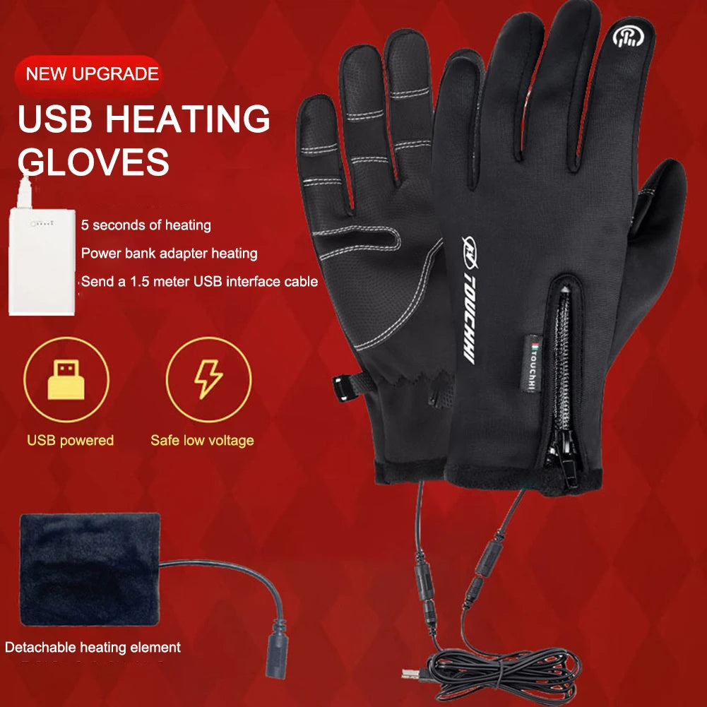 Heated Gloves Eletric Thermal Heat Gloves Skiing Snowboarding Hunting Fishing Waterproof Heated Rechargeable Gloves