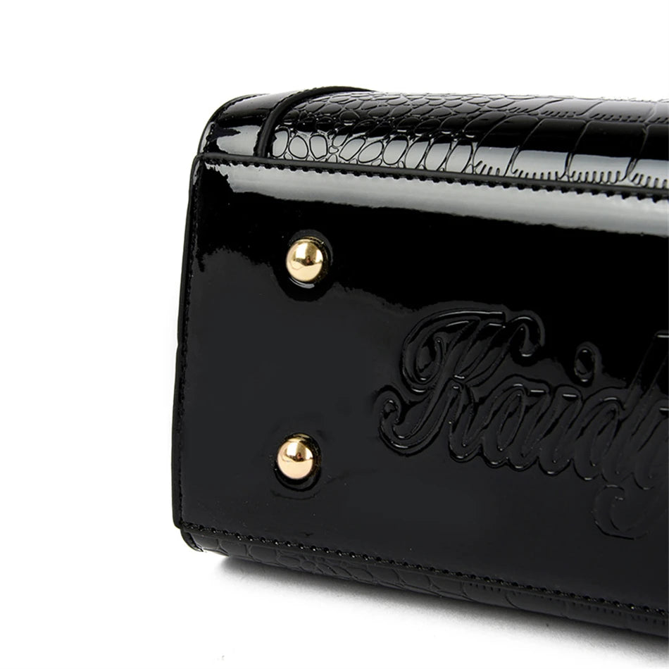 Luxury Patent Leather Handbags for Women Designer Crocodile Pattern Women's Shoulder Crossbody