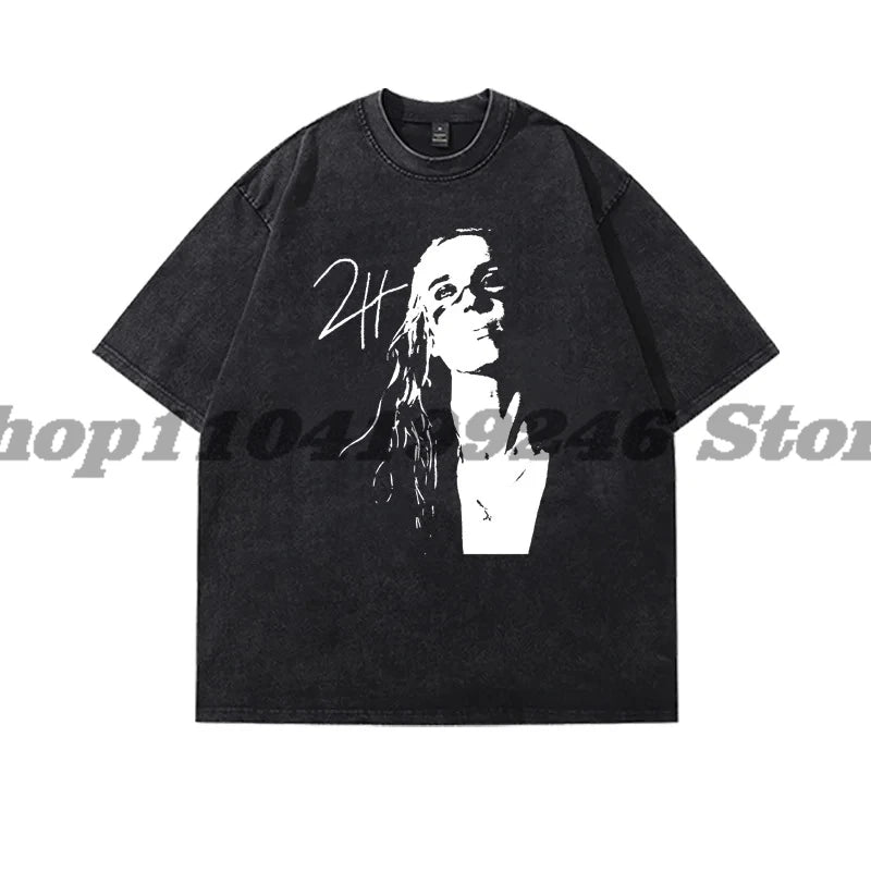 2hollis Shadow Pic Merch T-Shirt Washed Denim Fashion Casual Summer Cotton Stylish Design Tee