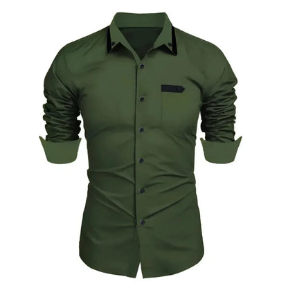 Men's Casual Solid Color Long Sleeve Shirt Soft and Comfortable