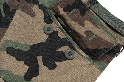 Silhouette Camouflage Cargo Cropped Shorts for Men Wide Leg Patchwork Baggy Over Knee Pants