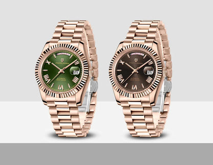 Rose Gold Luxury Automatic Watch For Men Mechanical Wristwatches Sapphire Mirror Clock Gift Man