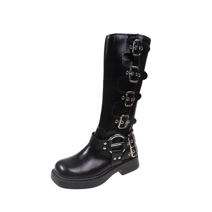 Lady Boots Women's Rubber  Luxury Designer Square Toe Winter Footwear Boots