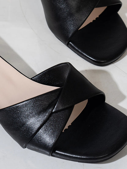 Fashion Open Toe Solid Color Surface Versatile Candy Color Square Heel Slippers Women's Sandals