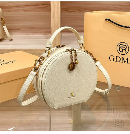 Light luxury brand embroidered small round bag designer high-end single shoulder crossbody bag
