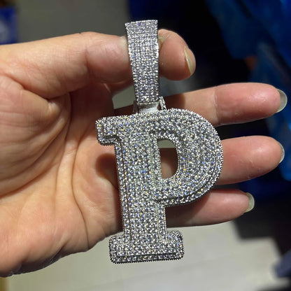 Hip Hop Micro Paved 5A+ Cubic Zirconia Iced Out Big Bubble CZ Letter Pendants Necklace for Men