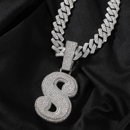 Hip Hop Micro Paved 5A+ Cubic Zirconia Iced Out Big Bubble CZ Letter Pendants Necklace for Men