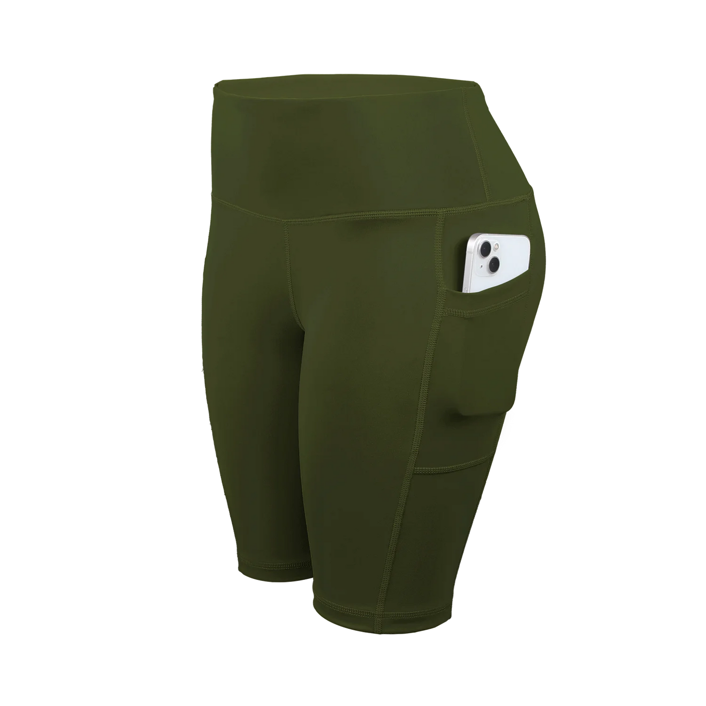 Solid Yoga Shorts with 3 Pockets High Waist Butt Lifting Elastic Cycling Shorts Activewear