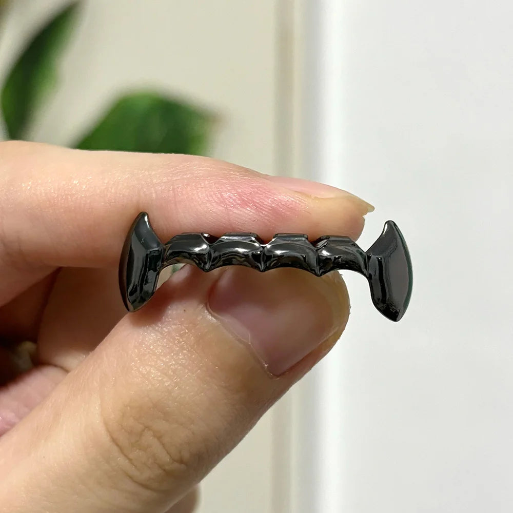 Glossy Tooth Caps Fangs Gold Silver Black Color Bottom Teeth Grillz Braces For Women Men Jewelry Dental Grills