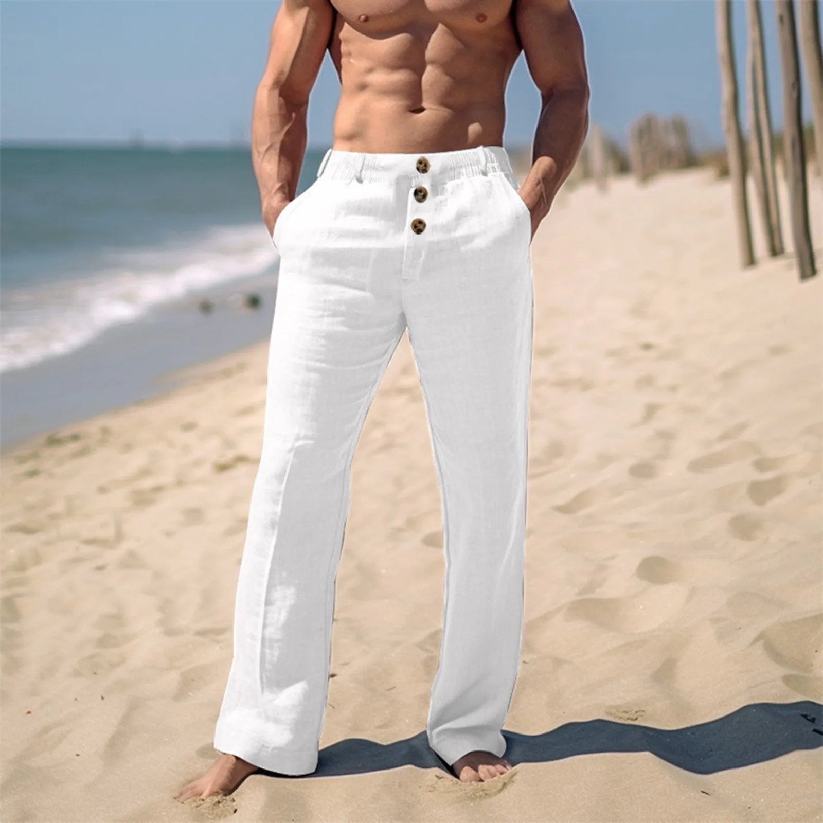 Men'S Spring And Summer Hip Hop Breathable Loose Casual Sandbeach Sports Pants Thin Business Casual Pants Outdoor - Fashionqueene.com