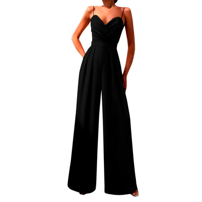 High Waist Jumpsuits Evening Jumpsuits Wide Leg Pants Low Waist Solid Playsuits