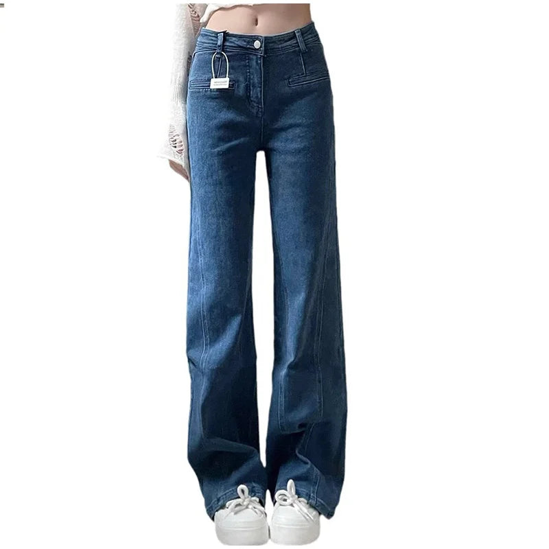 Y2K High Waist Flare Denim Jeans With Big Bow Ruffles Sweetheart Stylish Female Slim Fit Casual Trousers