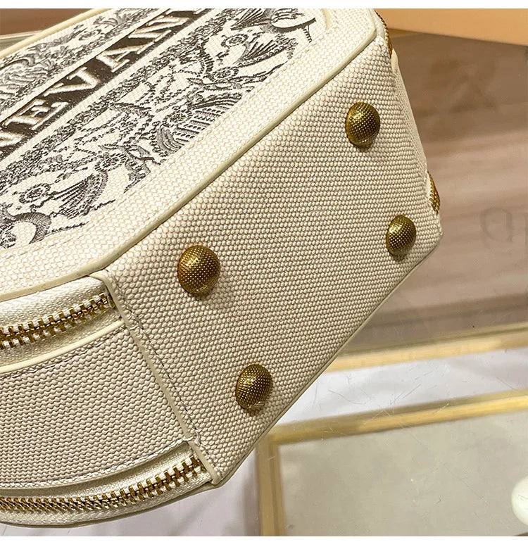 Light luxury brand embroidered small round bag designer high-end single shoulder crossbody bag