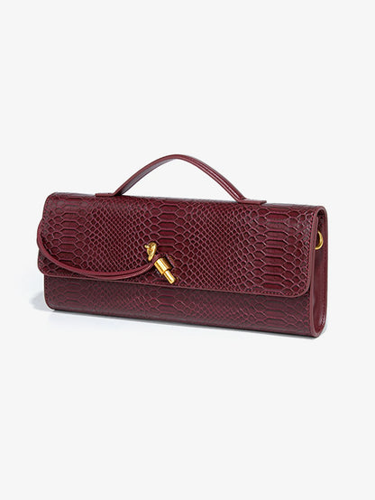 Burgundy bag cherry red envelope wine red envelope upscale new handbag crocodile flip hand