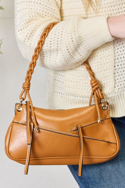 SHOMICO Braided Strap Shoulder Bag - Fashionqueene.com-SHOMICO Braided Strap Shoulder Bag