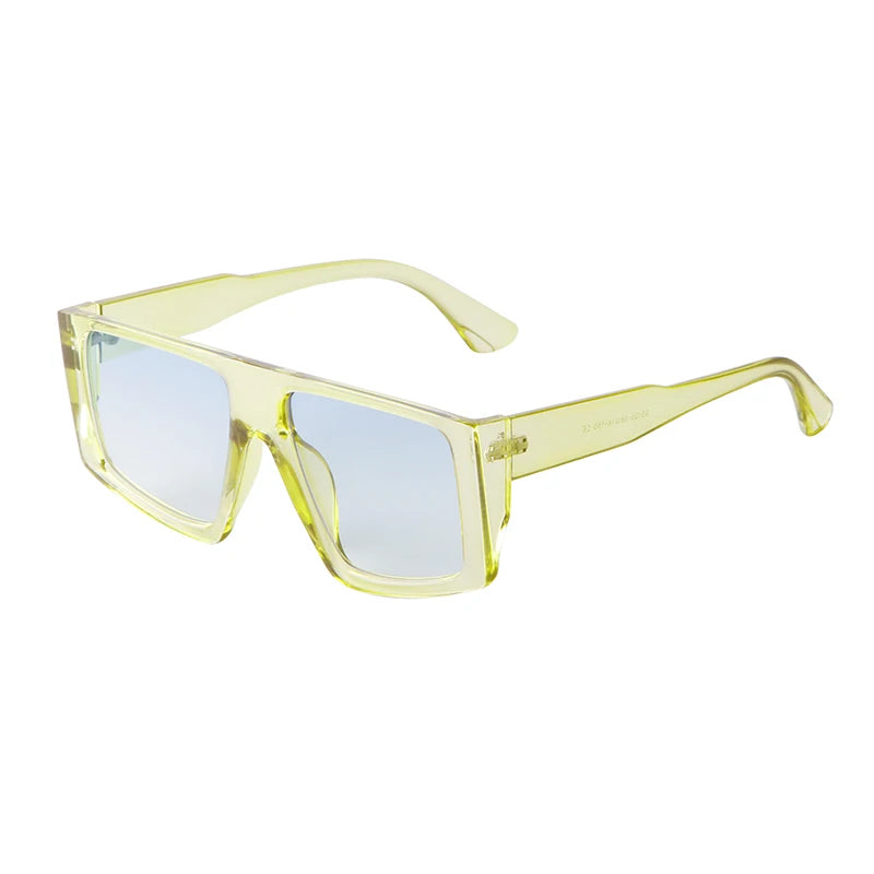 STORY Fashion Red Flat Top Square Sunglasses Women Men Brand Designer Trendy Transparent Green Frame Shield Sun Glasses S95155H - Fashionqueene.com-square sunglasses