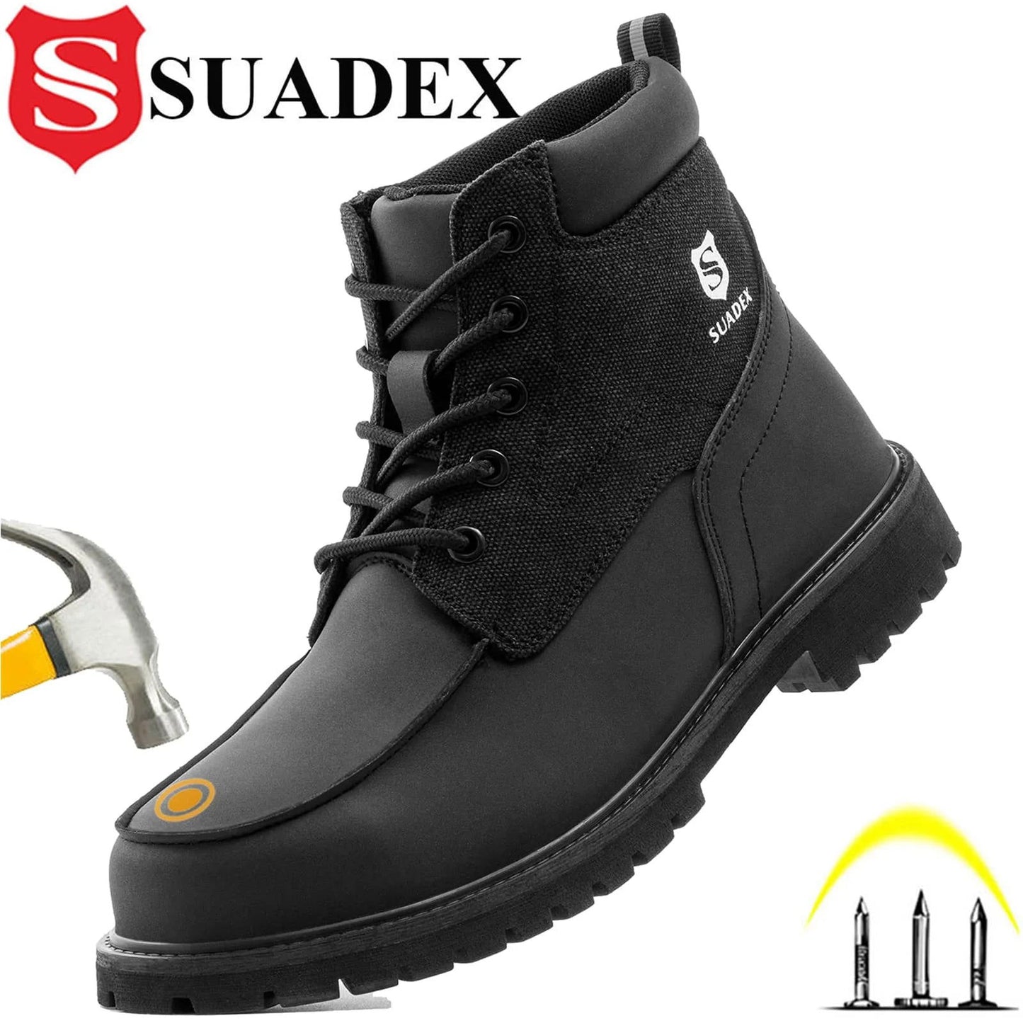 SUADEX Steel Toe Boots for Men Women Waterproof Indestructible Work Safety Boot Outdoor Protection Construction Shoes - Fashionqueene.com-steel toe shoe